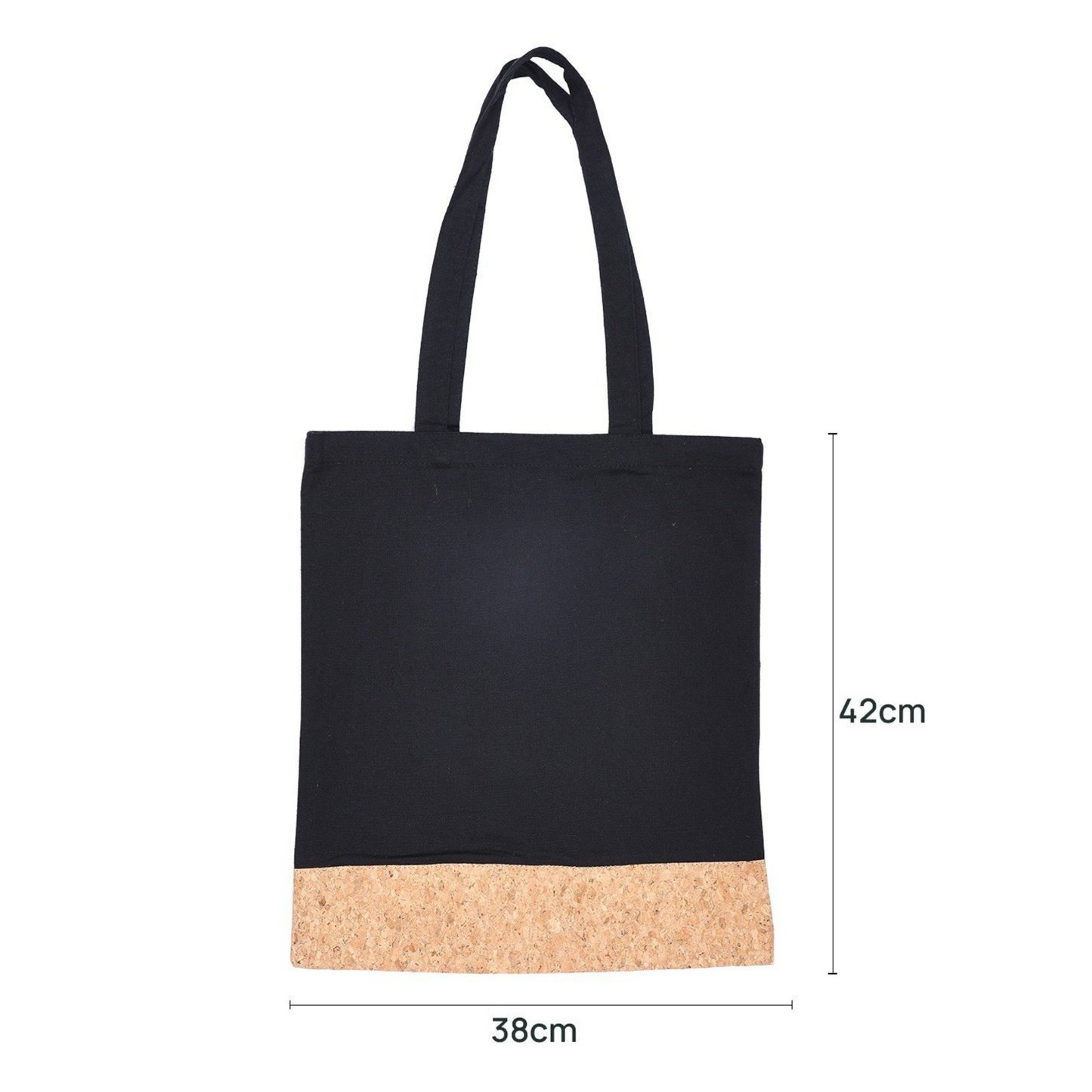 Canvas Tote Bag with Cork Base, 38 x 42 cm, Black, Pack of 2