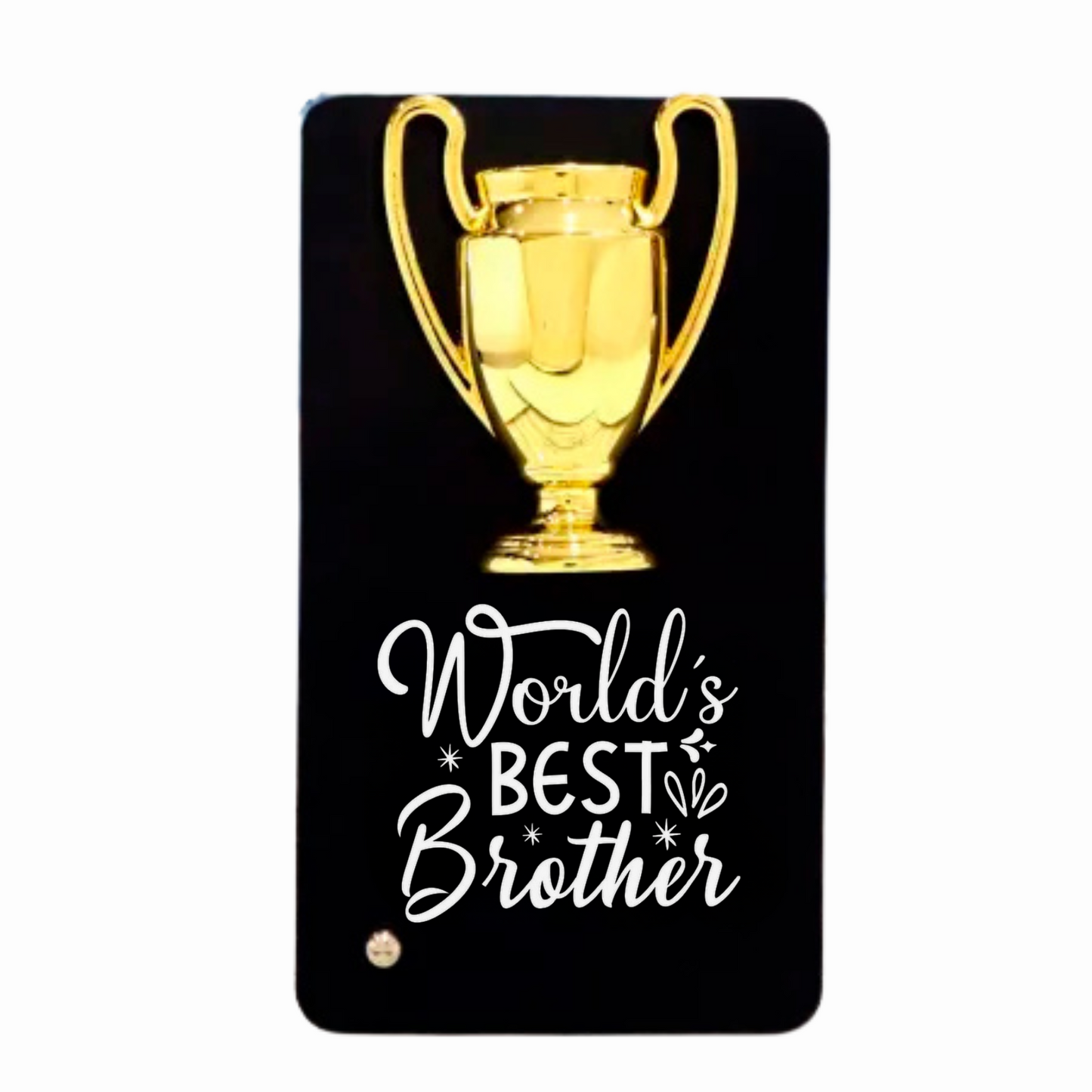 Crownlit World's Best Brother Metal Plaque with Golden Trophy, 16 x 9 cm, Black Decorative Stand, Gift for Raksha Bandhan