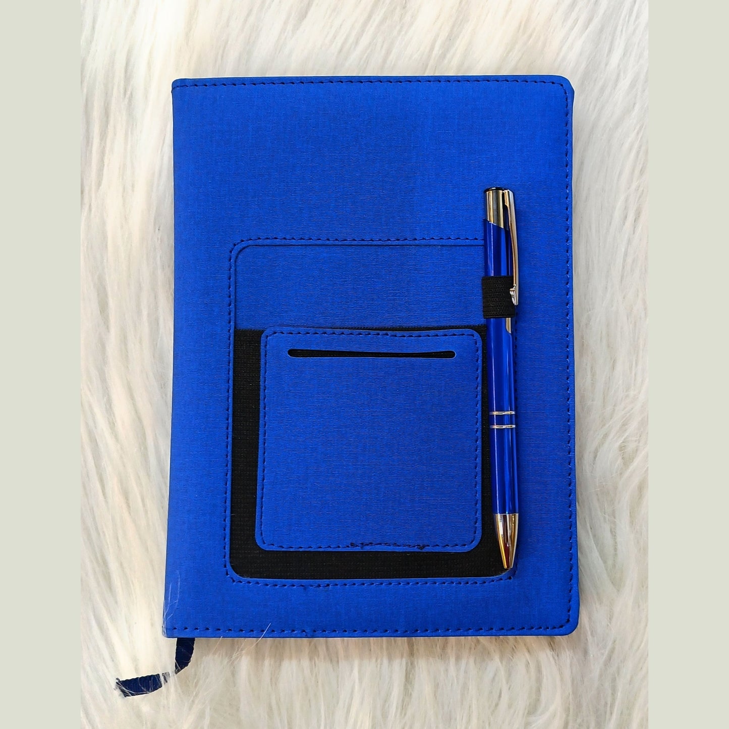 Personalized Pouch Diary with Metal Pen Combo Set, Blue, Customizable Name