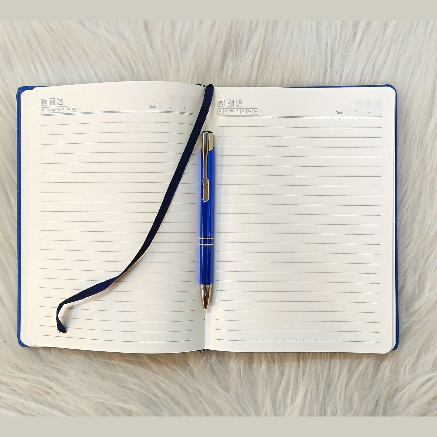 Personalized Pouch Diary with Metal Pen Combo Set, Blue, Customizable Name