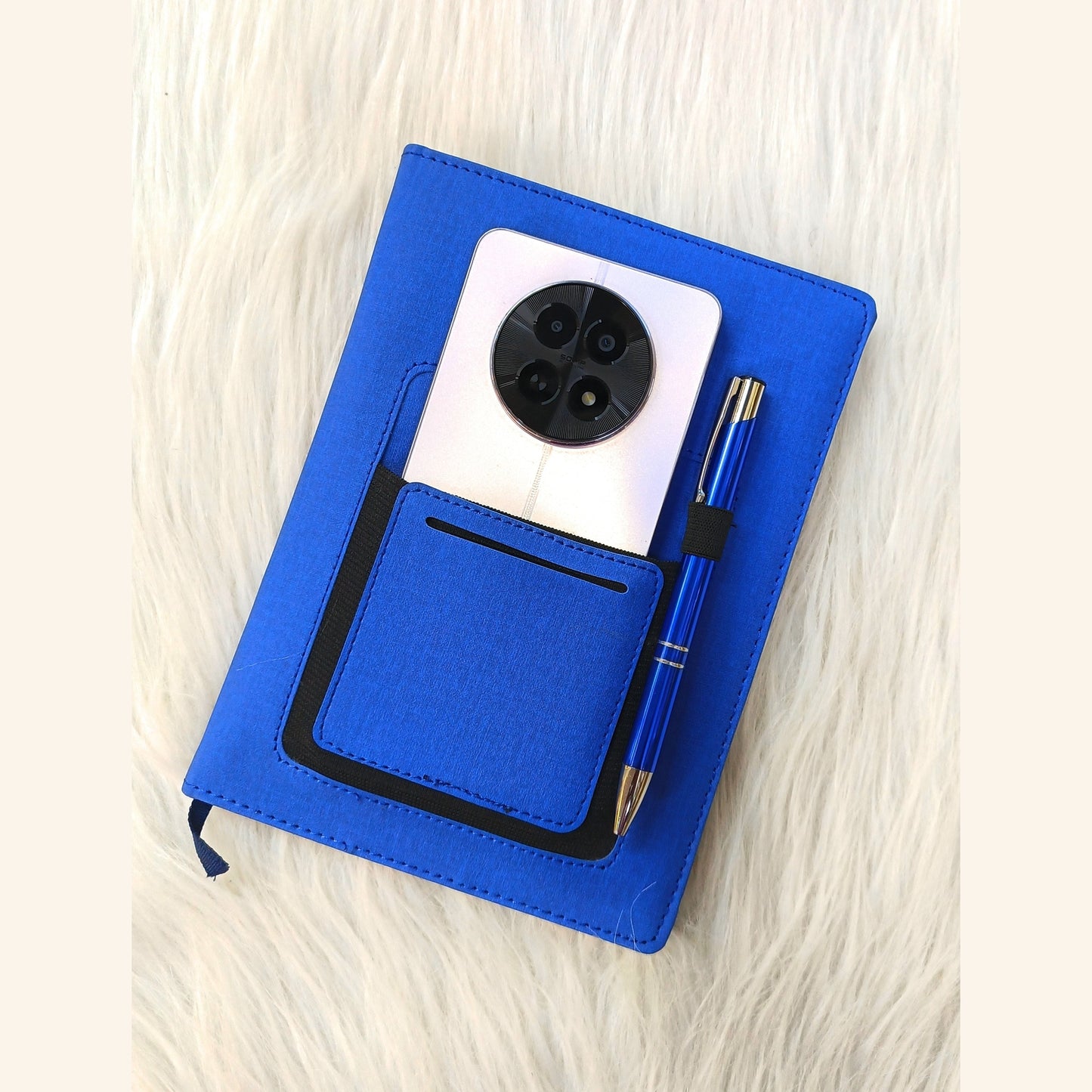 Personalized Pouch Diary with Metal Pen Combo Set, Blue, Customizable Name