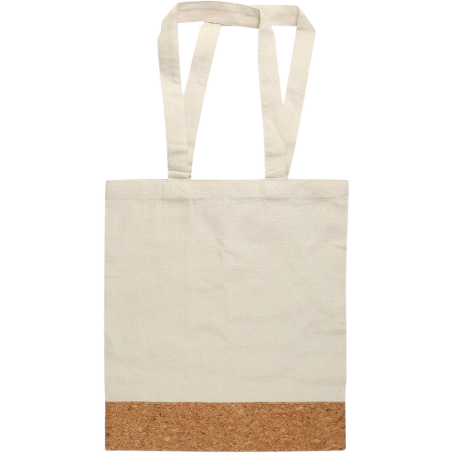 Cotton Canvas Tote Bag with Cork Base, Long Shoulder Straps, Natural Beige, Pack of 2