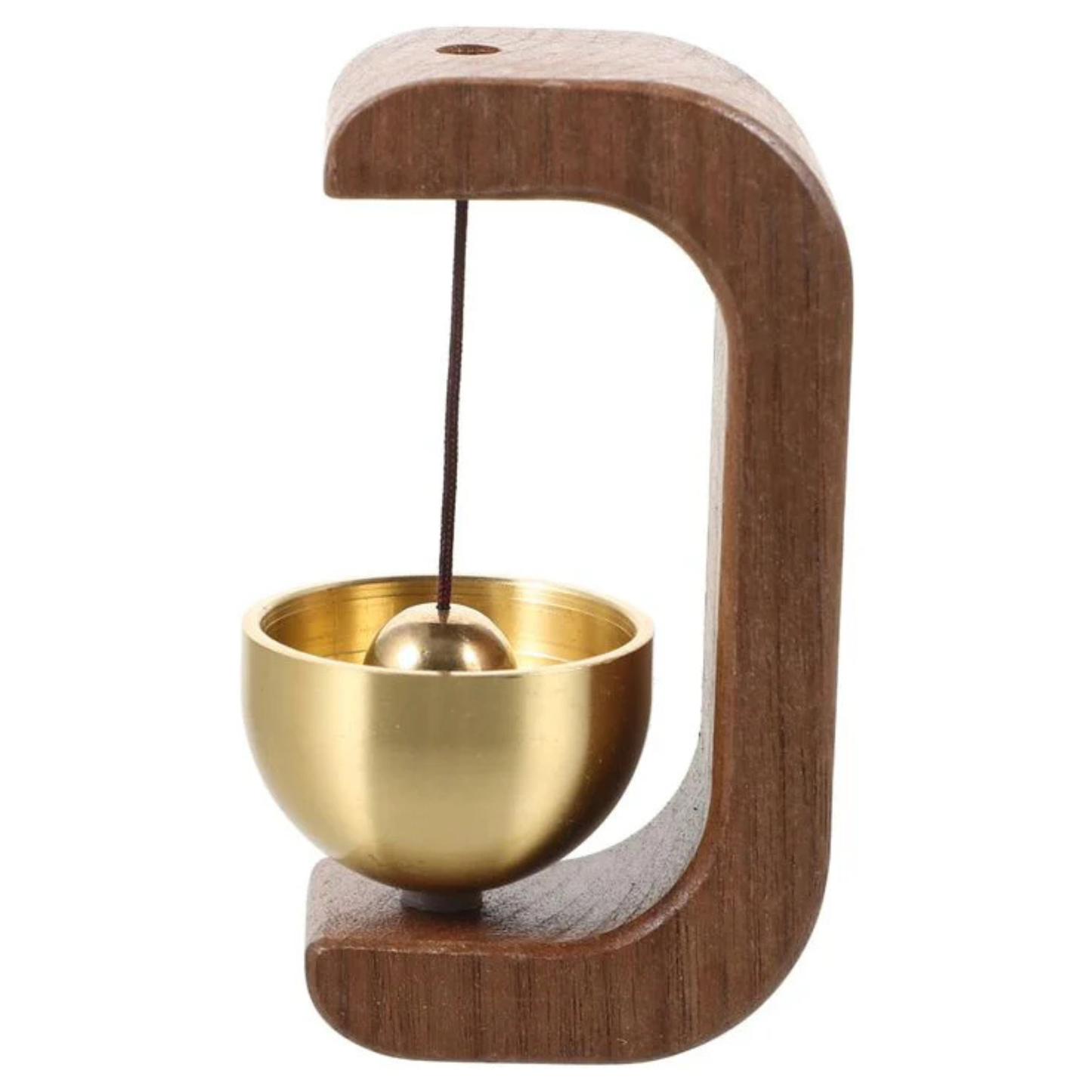 Minimalist Wooden Brass Desk Bell | Japanese Zen Door Bell for Home, Office & Meditation