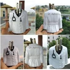 Doctor's Lab Coat Pen Stand, Personalized White ABS Plastic, 13 x 12 cm