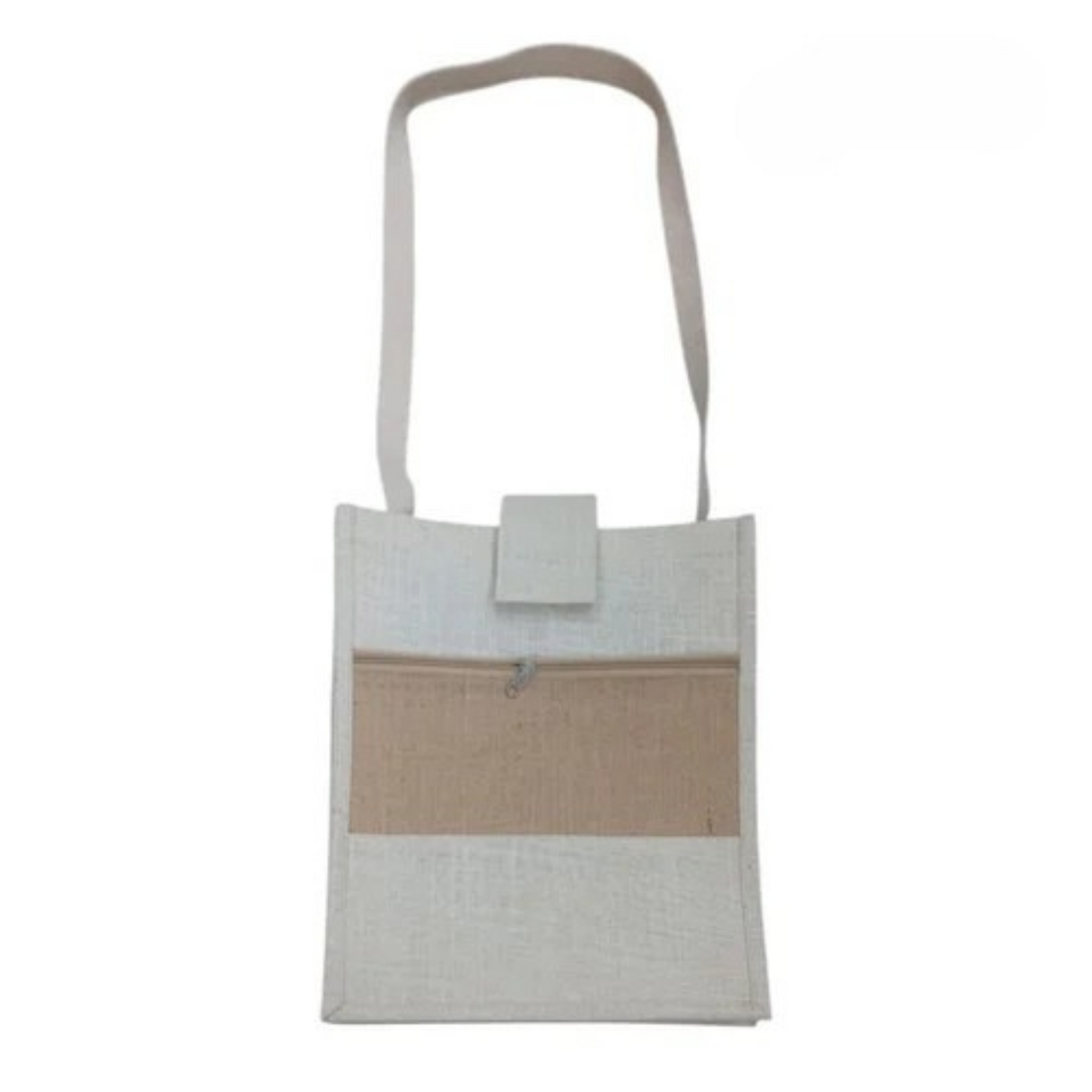 Jute Shoulder Bag with Long Handle, Front Pocket, Pack of 2.