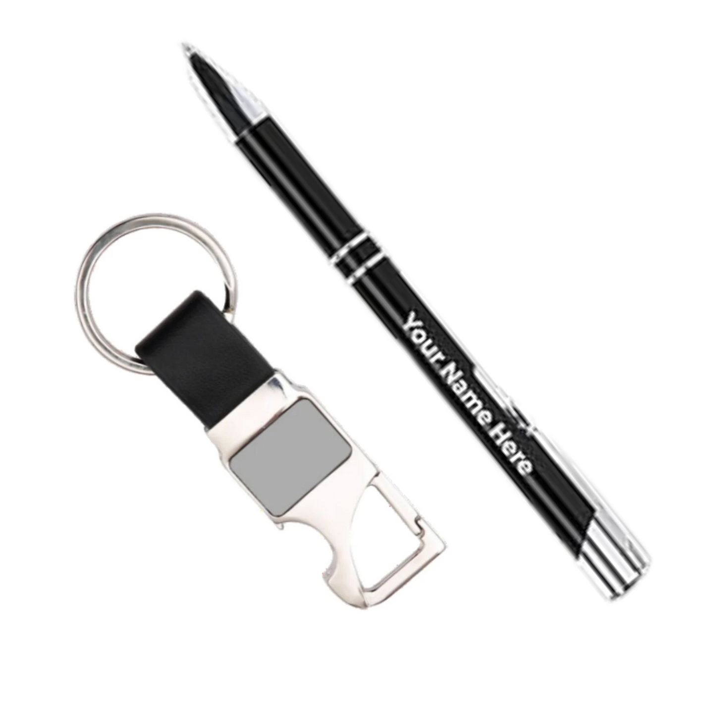 Personalised Business, Travelling Gift Set with Notebook, Keychain and Pen, Black