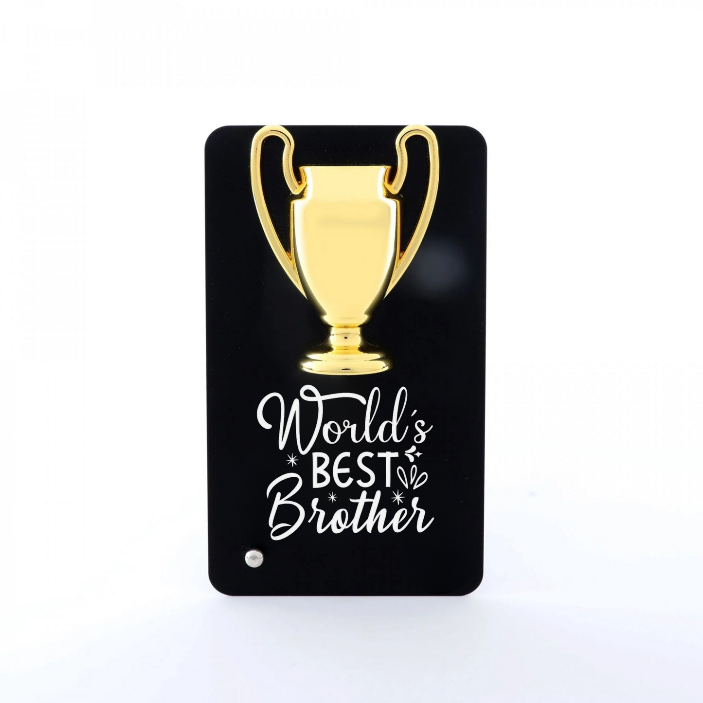 Crownlit World's Best Brother Metal Plaque with Golden Trophy, 16 x 9 cm, Black Decorative Stand, Gift for Raksha Bandhan