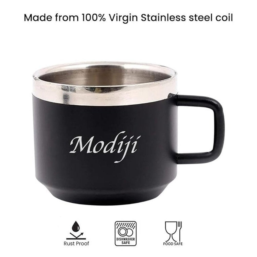 CrownLit Personalised Stainless Steel Mug, Set of 2 | Coffee Mug | Tea Mug | 120ml