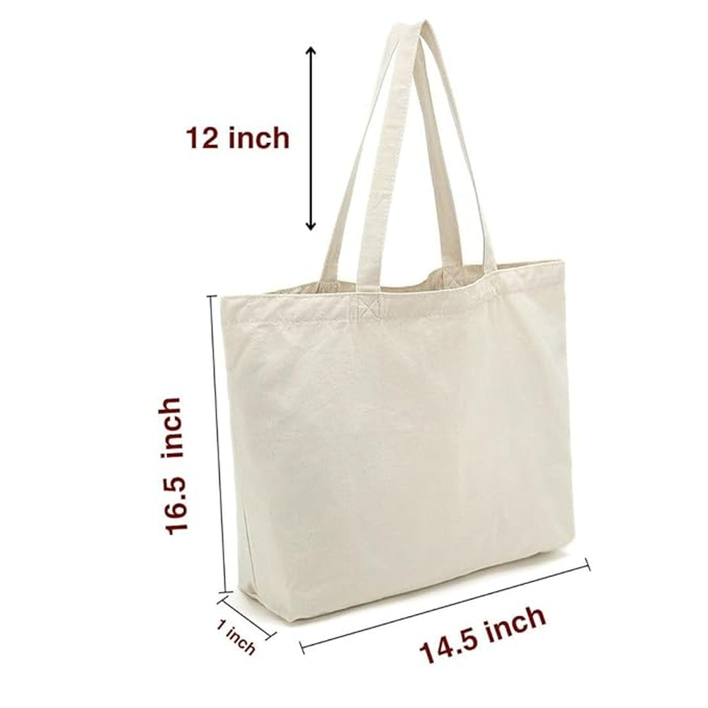 CrownLit Reusable Grocery Bags, Cotton Canvas Tote Bags for Shopping, Travel, Beach, Camping, Outdoor Activities, 16.5" x 14.5", Handle Length 12", Set of 10, Environment Friendly