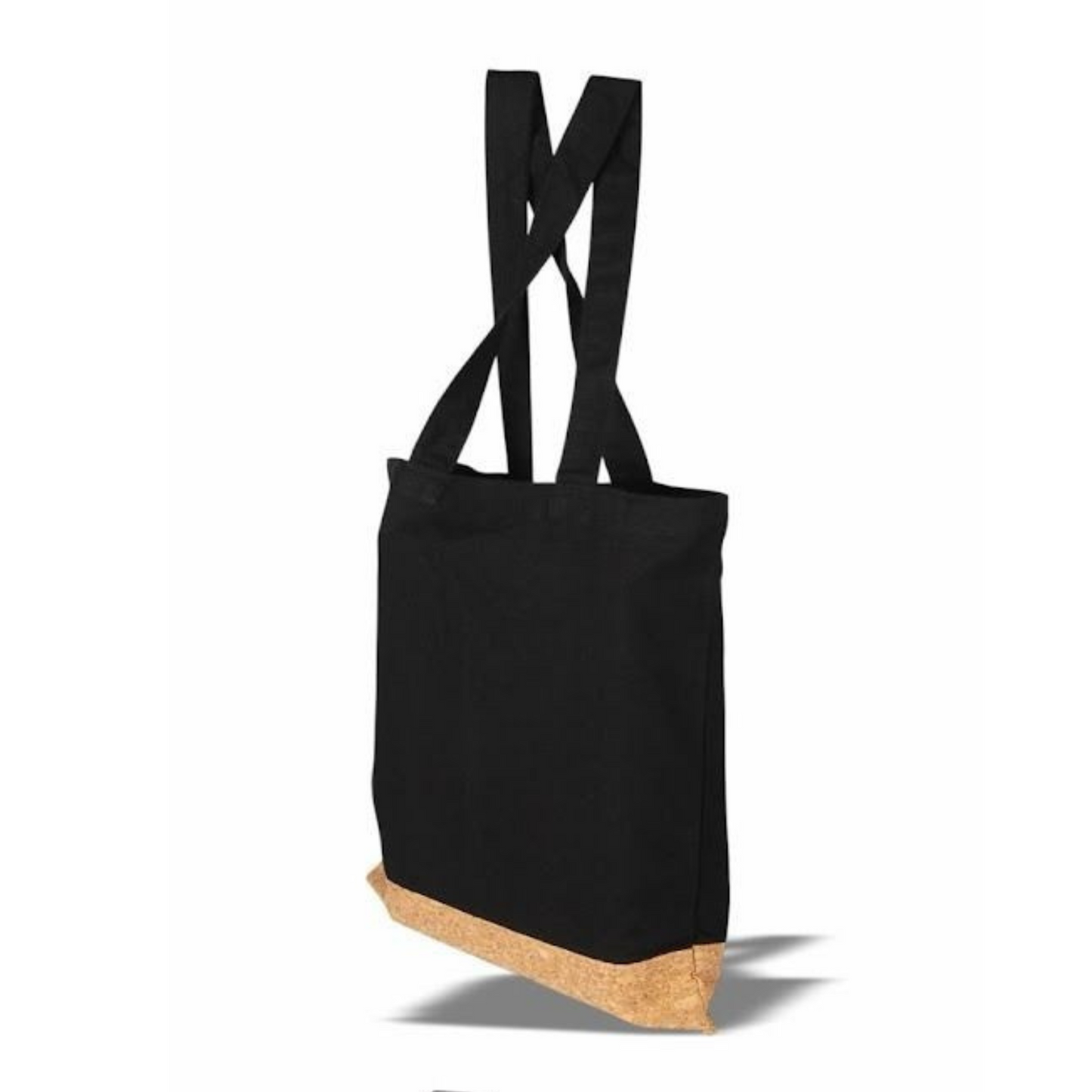 Canvas Tote Bag with Cork Base, 38 x 42 cm, Black, Pack of 2