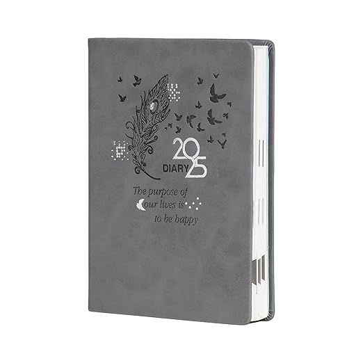 Crownlit Personalized B5 2025Grey Dated Diary, Color Grey Sunday Full Page