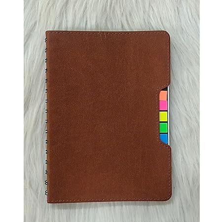 Personalized Brown Spiral Notepad with Colored Sticky Notes, Softbound Cover, Classic Design