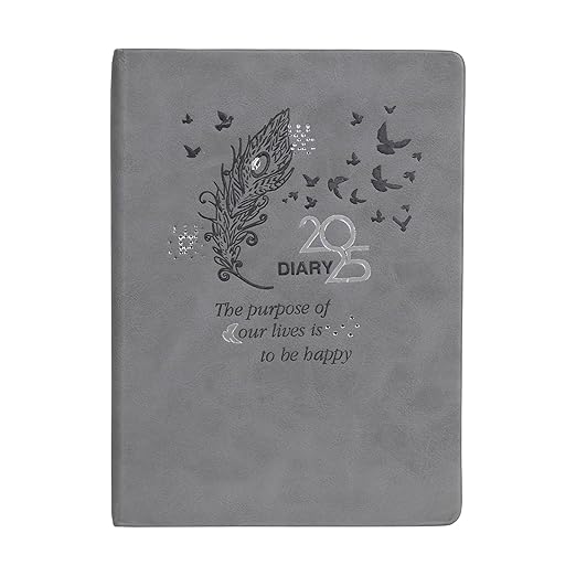 Crownlit Personalized B5 2025Grey Dated Diary, Color Grey Sunday Full Page