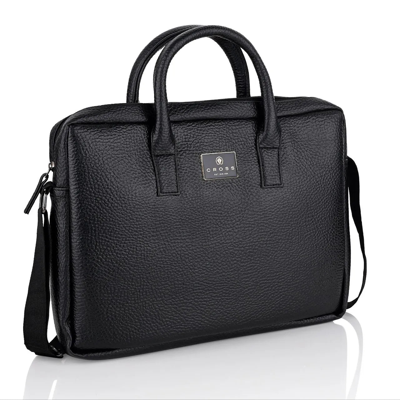 Cross Alfred Black Briefcase Laptop Bag | 14" Premium Leather Office & Travel Bag | Executive Cross Bag