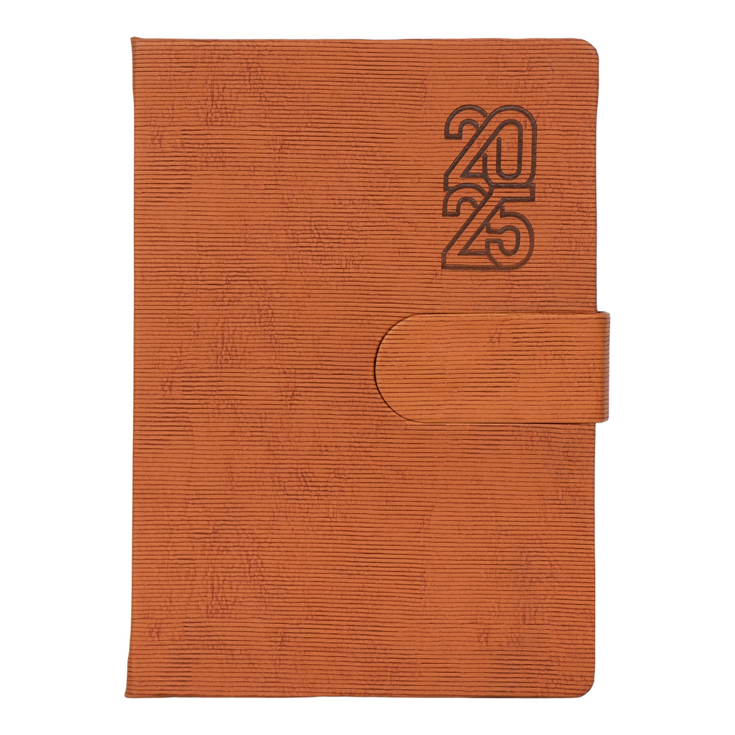 Crownlit Personalized 2025 Dated A5 Diary, Brown Hardbound Cover, Fabric Magentic Lock, 365 Pages 21 x 15