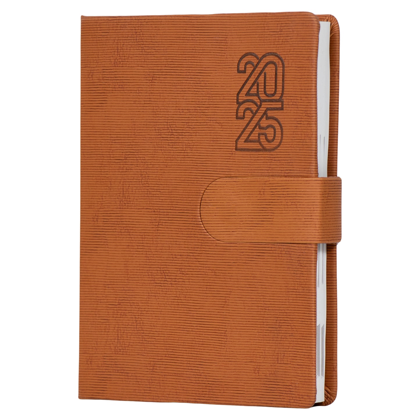 Crownlit Personalized 2025 Dated A5 Diary, Brown Hardbound Cover, Fabric Magentic Lock, 365 Pages 21 x 15