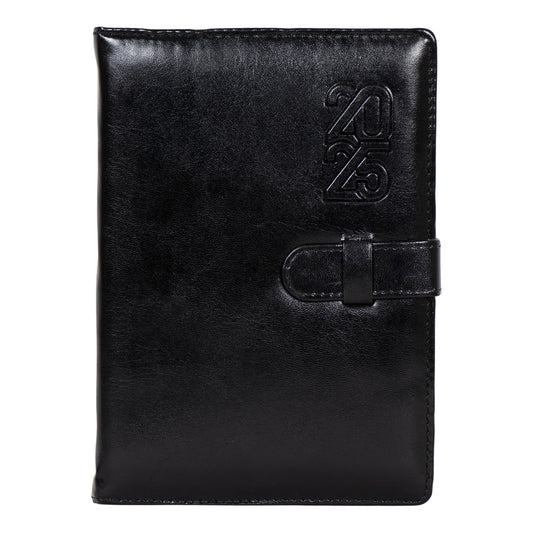 Crownlit Personalized 2025 Dated Diary with Leather Cover with Lock, Month-on-Month Planner, 365 Pages, Size A5