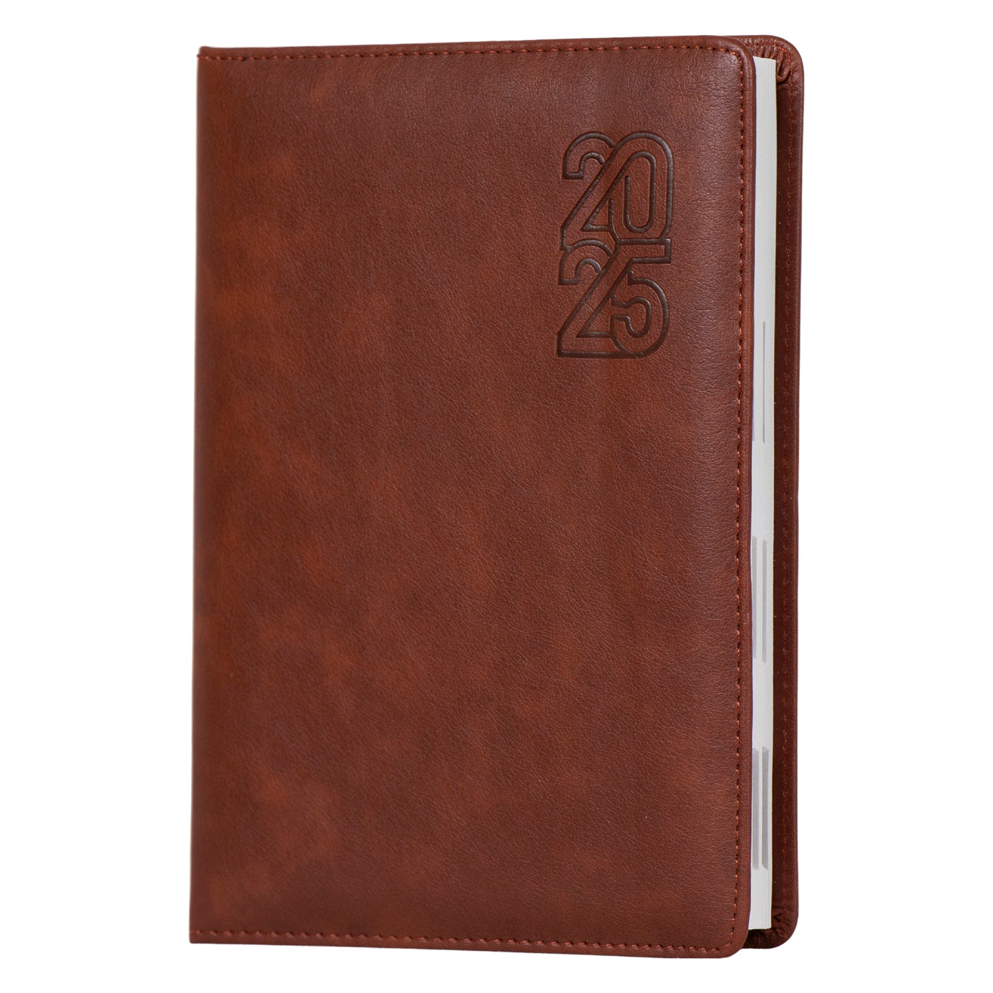 Crownlit Personalized 2025 A5 Dated Diary with Brown Cover, Monthly Planner, 12 Sections, 365 Pages