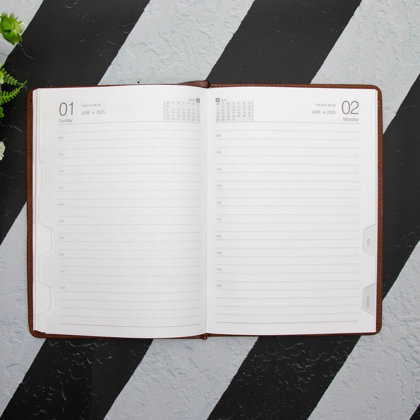 Crownlit Personalized 2025 A5 Dated Diary with Brown Cover, Monthly Planner, 12 Sections, 365 Pages