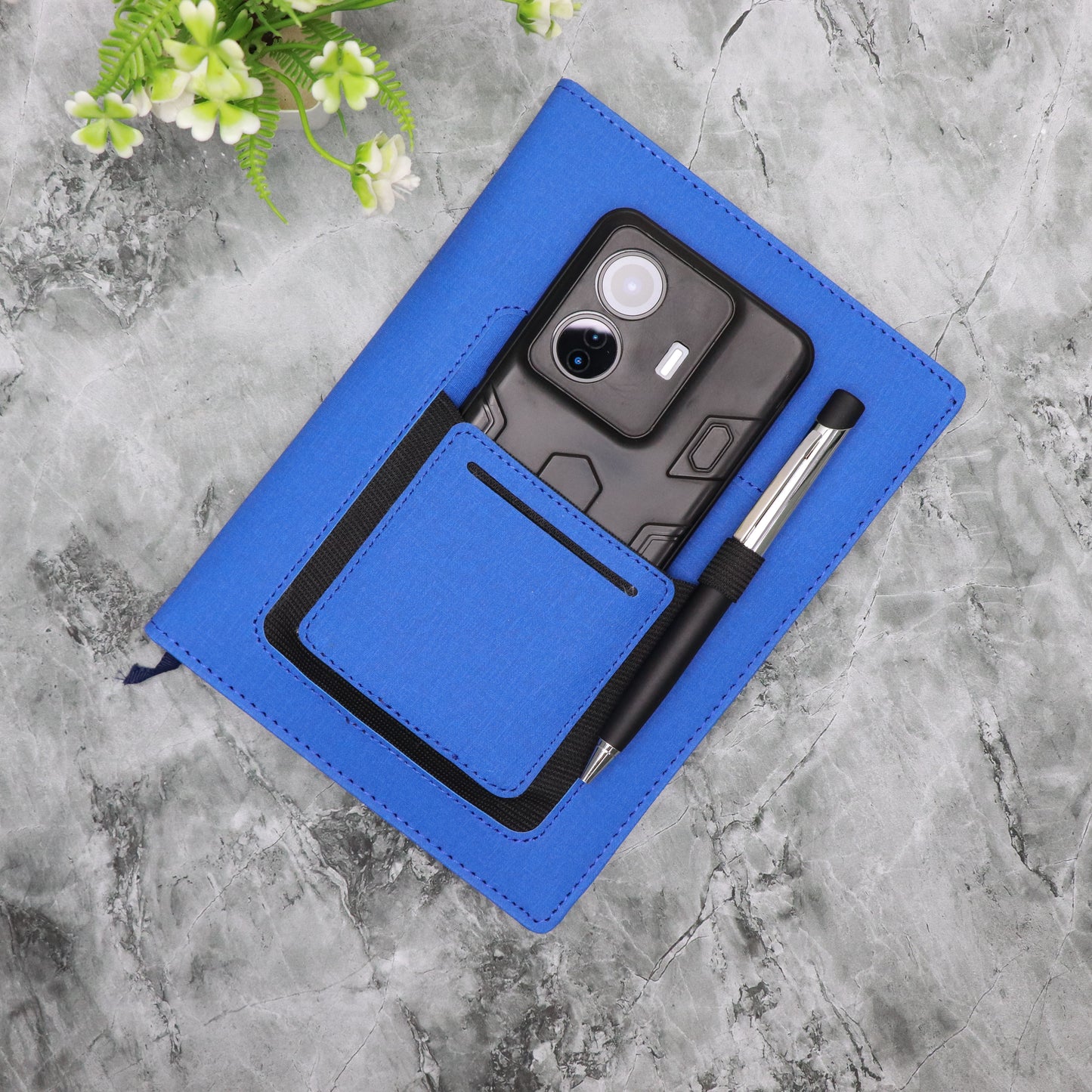 Personalized Pouch Diary with Metal Pen Combo Set, Blue, Customizable Name