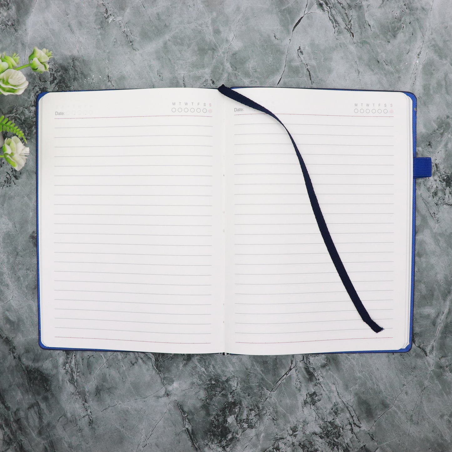 CrownLit A5 Ruled Notebook with Wooden Cover, Blue, 160 Pages, Elastic Band Closure with Pen Holder