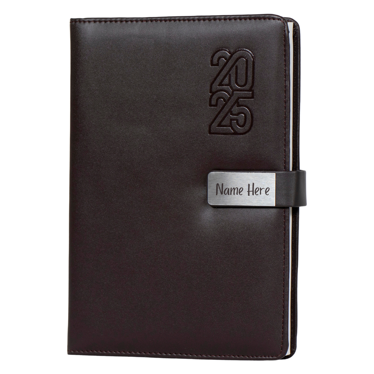 Crownlit Personalised 2025 New Year Diary with Magnetic Lock, Pen Holder, 12 Months, 365 Pages