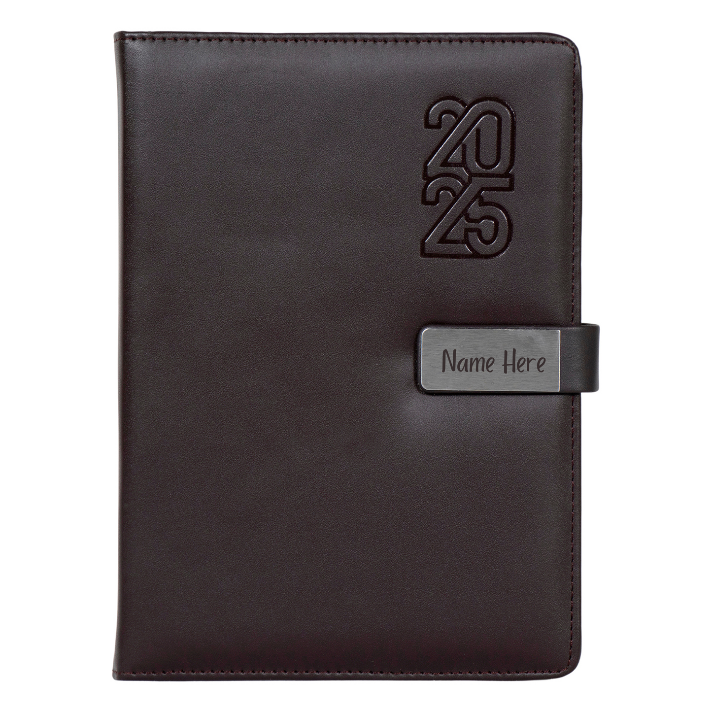 Crownlit Personalised 2025 New Year Diary with Magnetic Lock, Pen Holder, 12 Months, 365 Pages