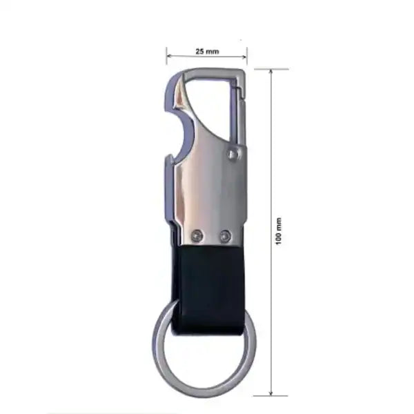 Personalized Metal Keychain with Bottle Opener, Pack of 5, Black Leather Loop, 10 cm x 3.3 cm