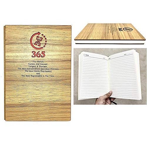 Crownlit Wooden Notebook Diary with Motivational Quote Color : Brown, Size: A5