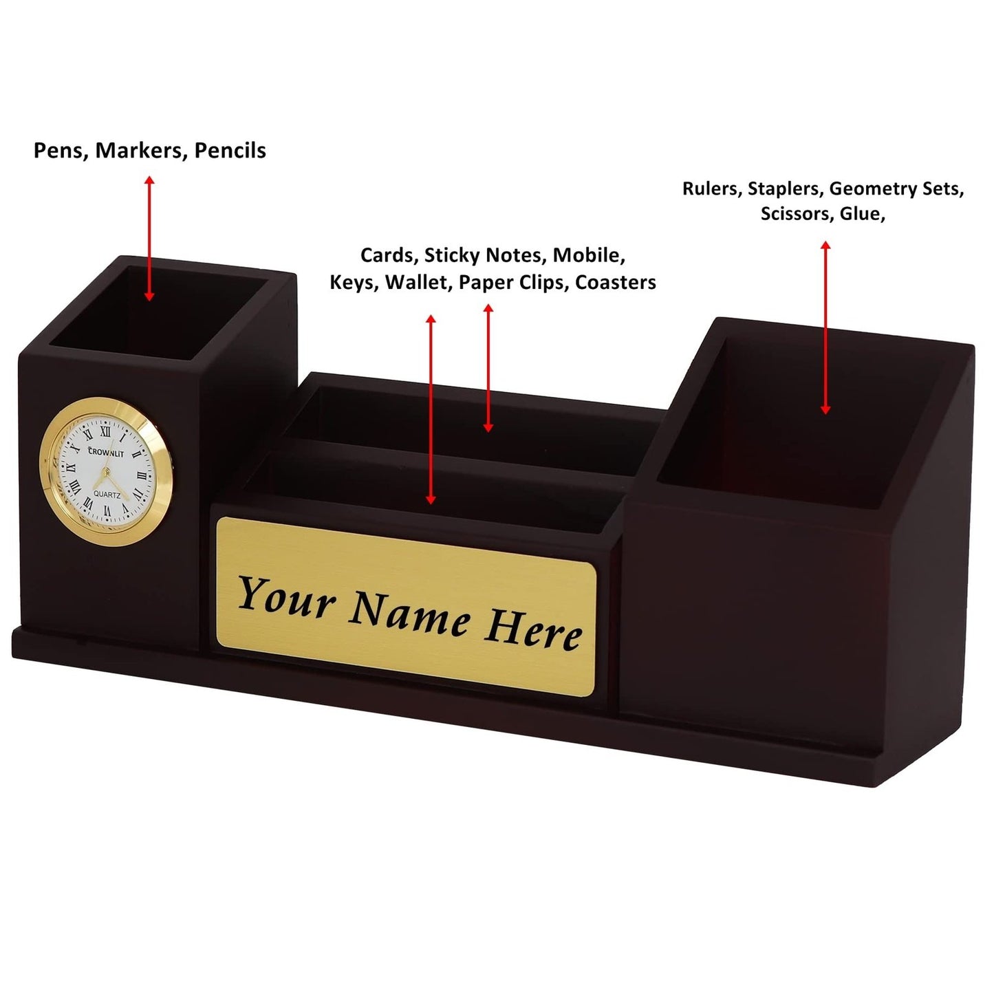 Desk Organizer BIG SIZE with Clock, Stand, Holder