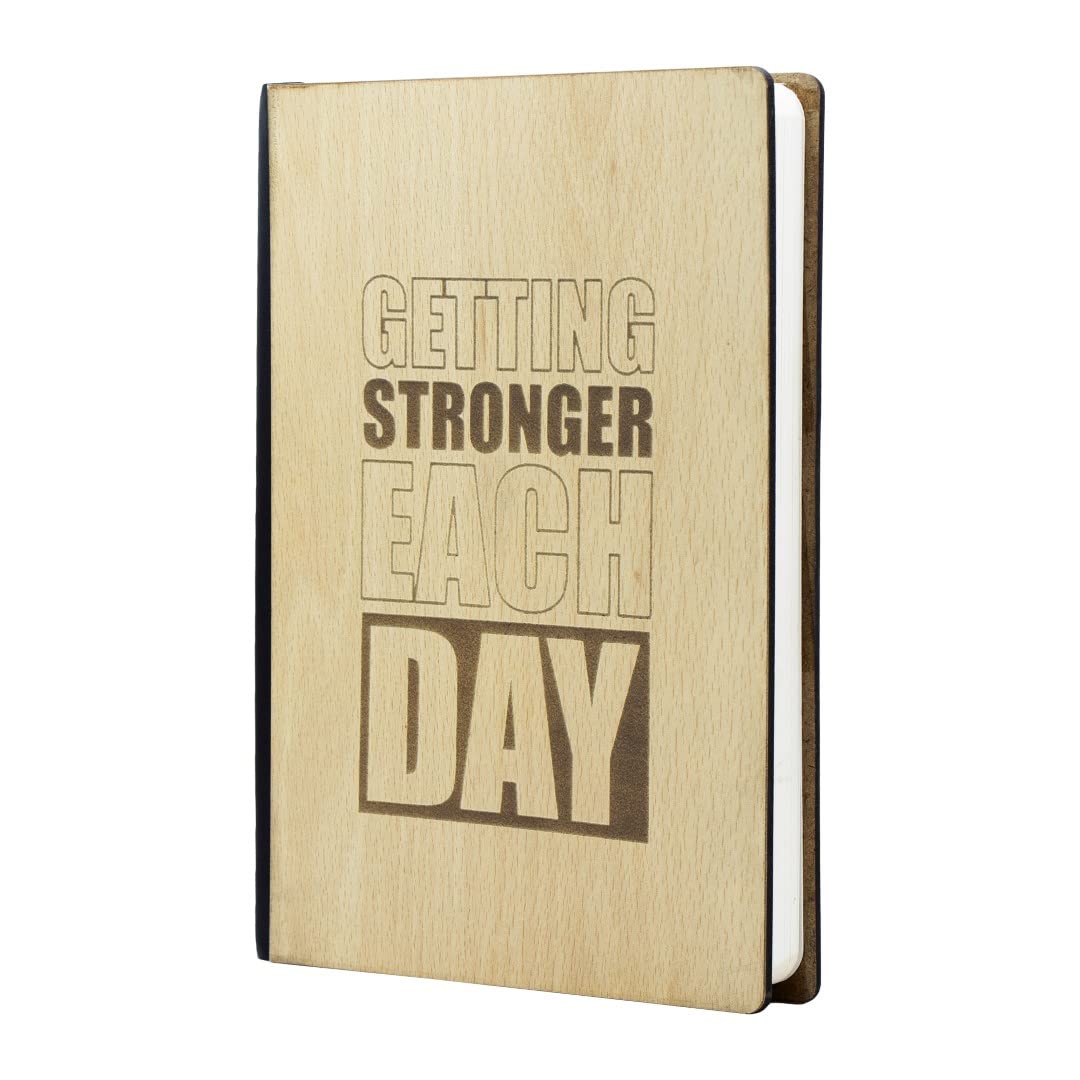 Crownlit Notebook Diary with Motivational Quote, Wood Cover, Size A5