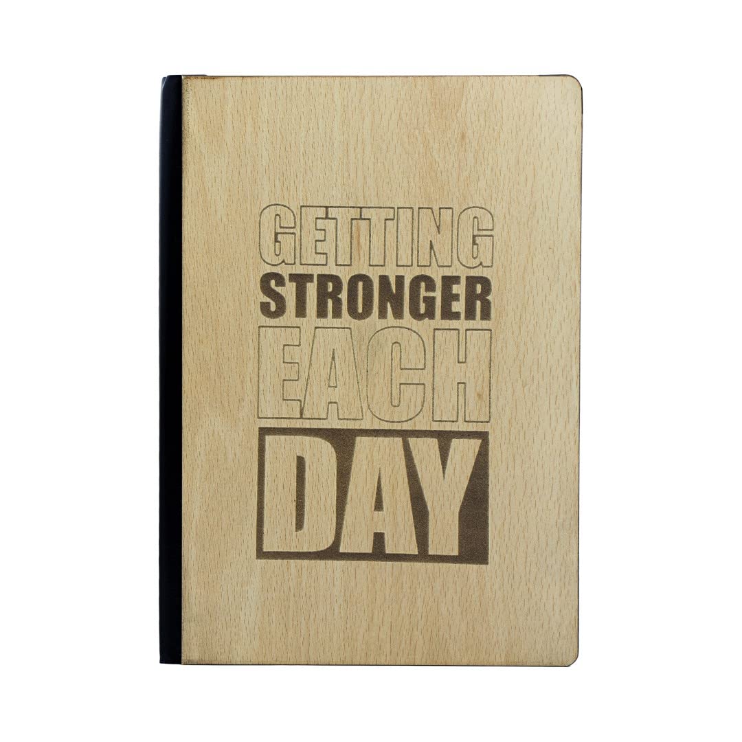 Crownlit Notebook Diary with Motivational Quote, Wood Cover, Size A5