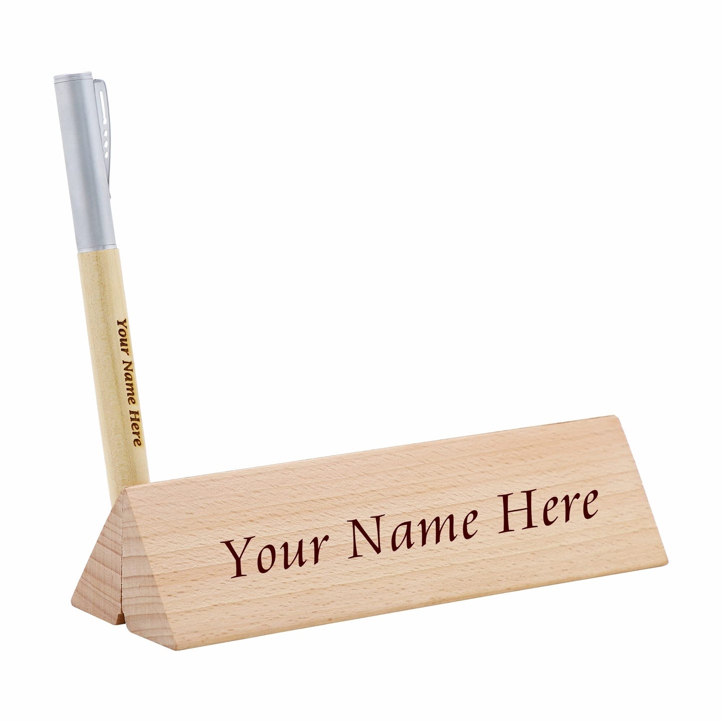 Desk Name Plate with Wooden Gel Pen