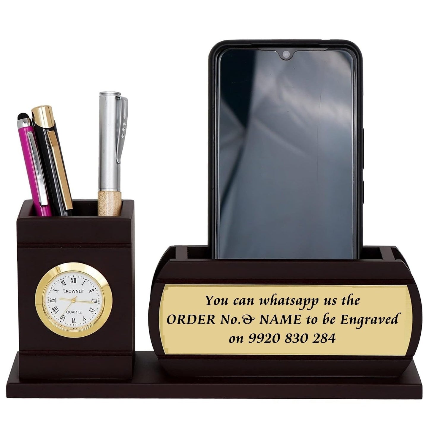 Personalised Desk Organizer with Table Clock