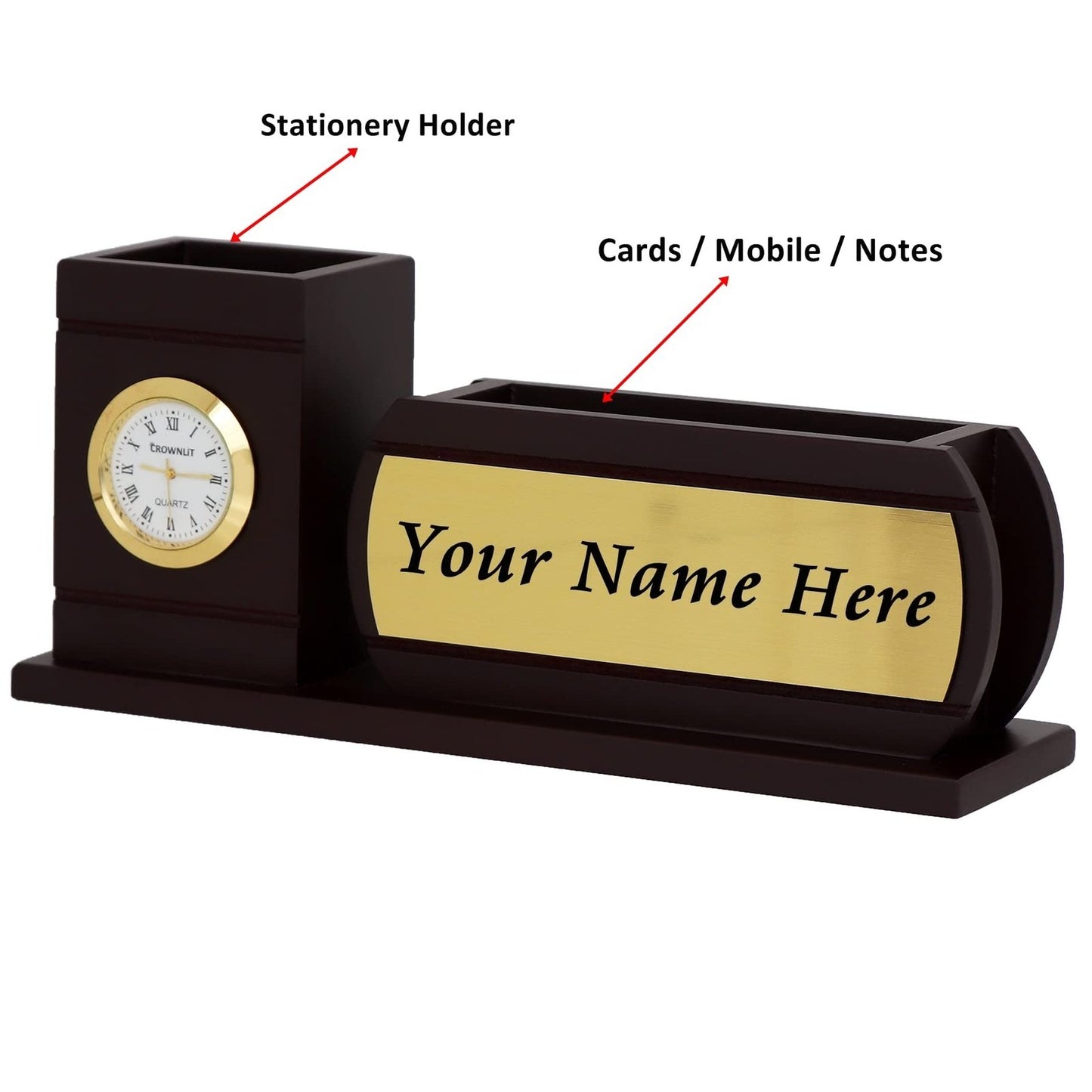 Personalised Desk Organizer with Table Clock