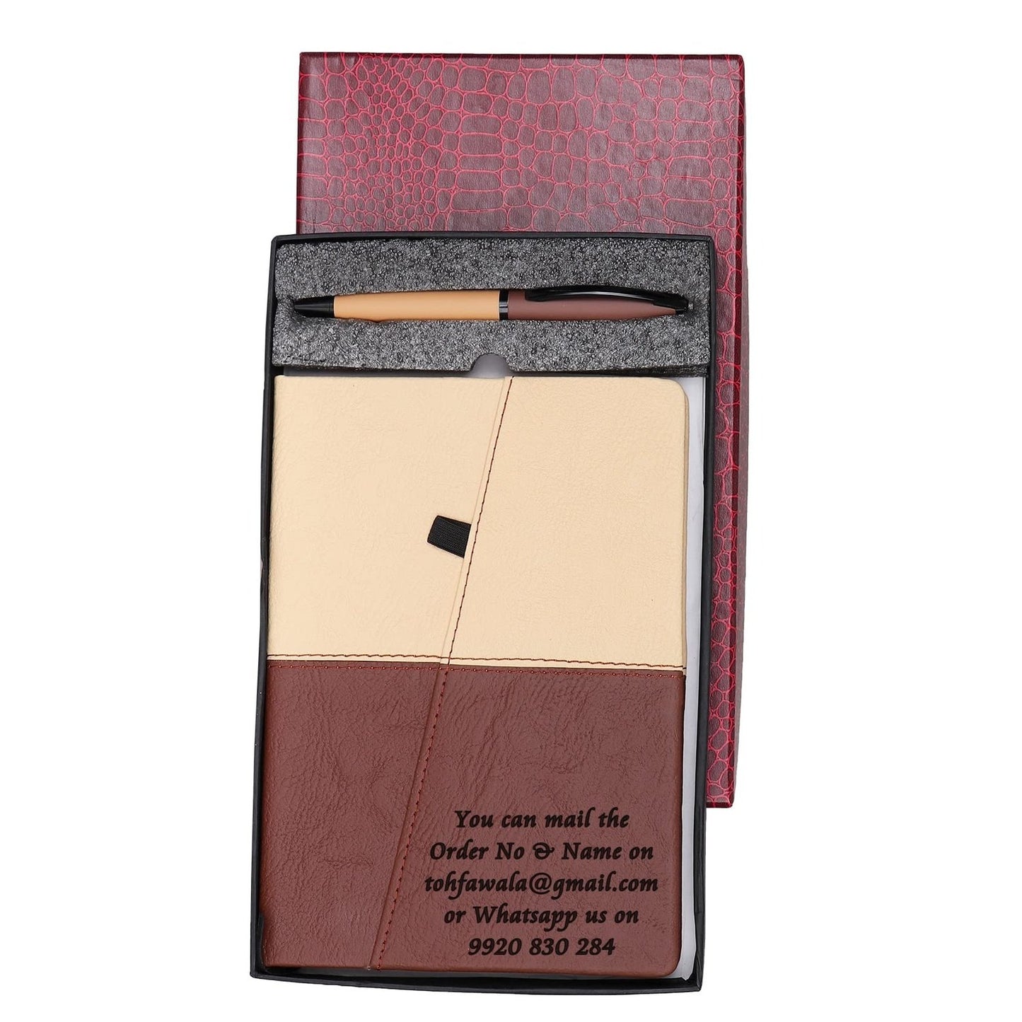 Crownlit Personalised Notes Diary with Personalized Pen, Gift Combo, Size: A5