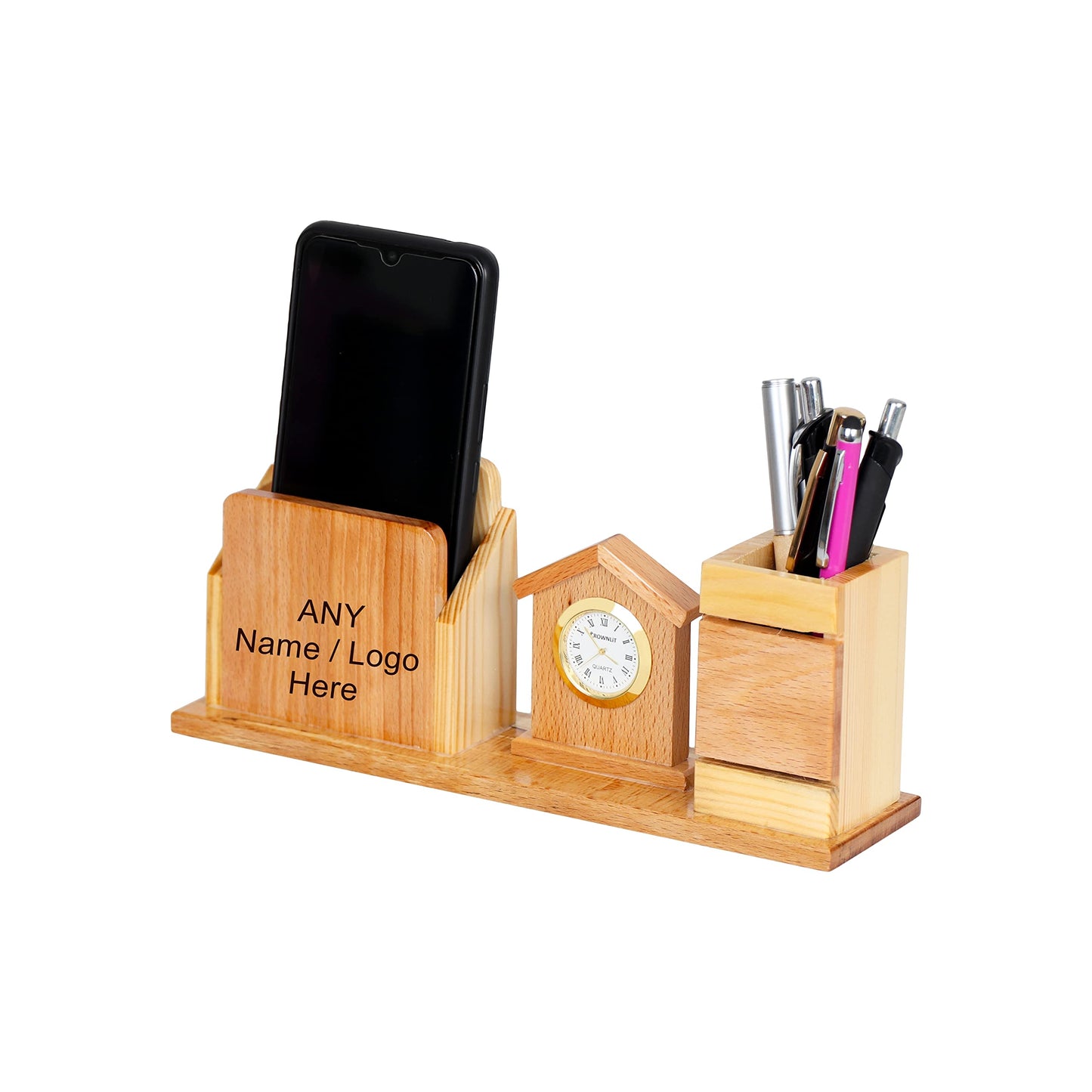 Desk Organizer, Mobile Stand, Pen Holder & Clock