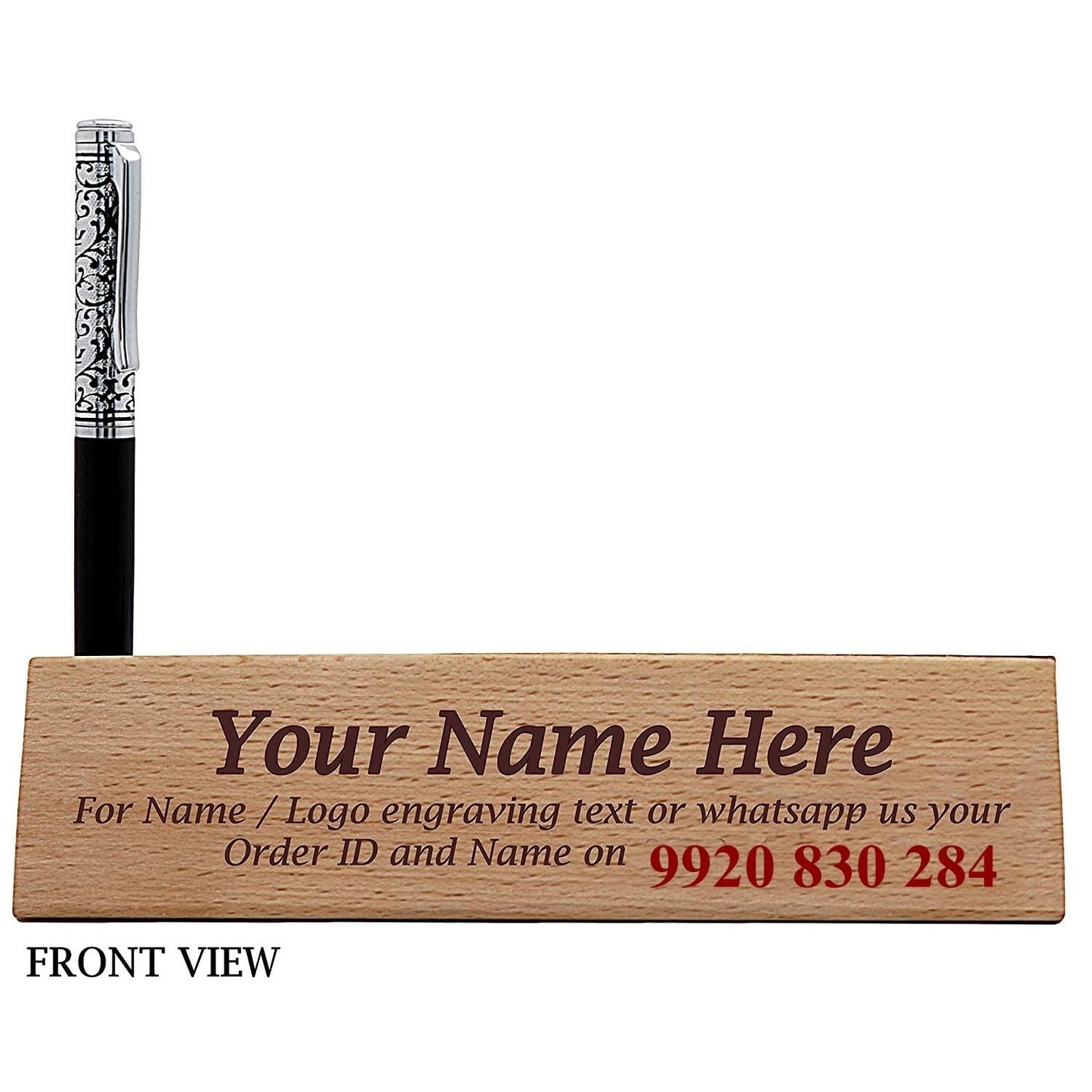 Personalised Metal Pen and Wooden Desk Name Plate