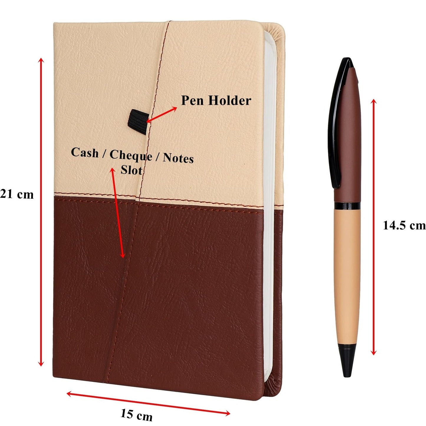 Crownlit Personalised Notes Diary with Personalized Pen, Gift Combo, Size: A5