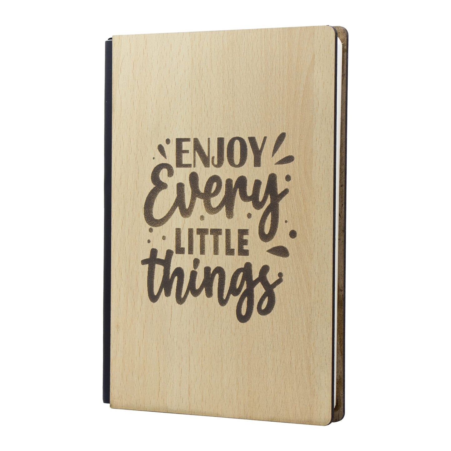 Crownlit Notebook Diary with Motivational Quote, Wood Cover, Size A5