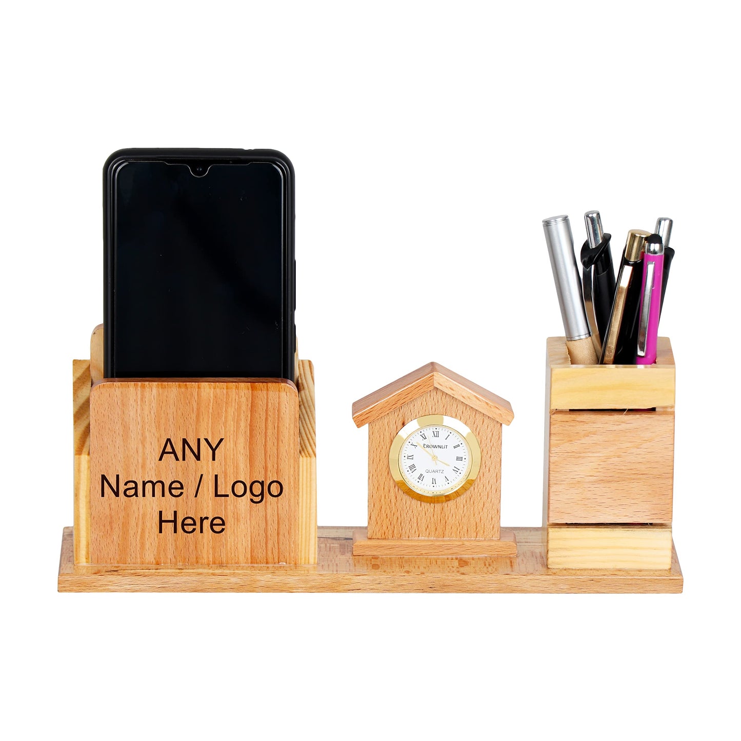 Desk Organizer, Mobile Stand, Pen Holder & Clock