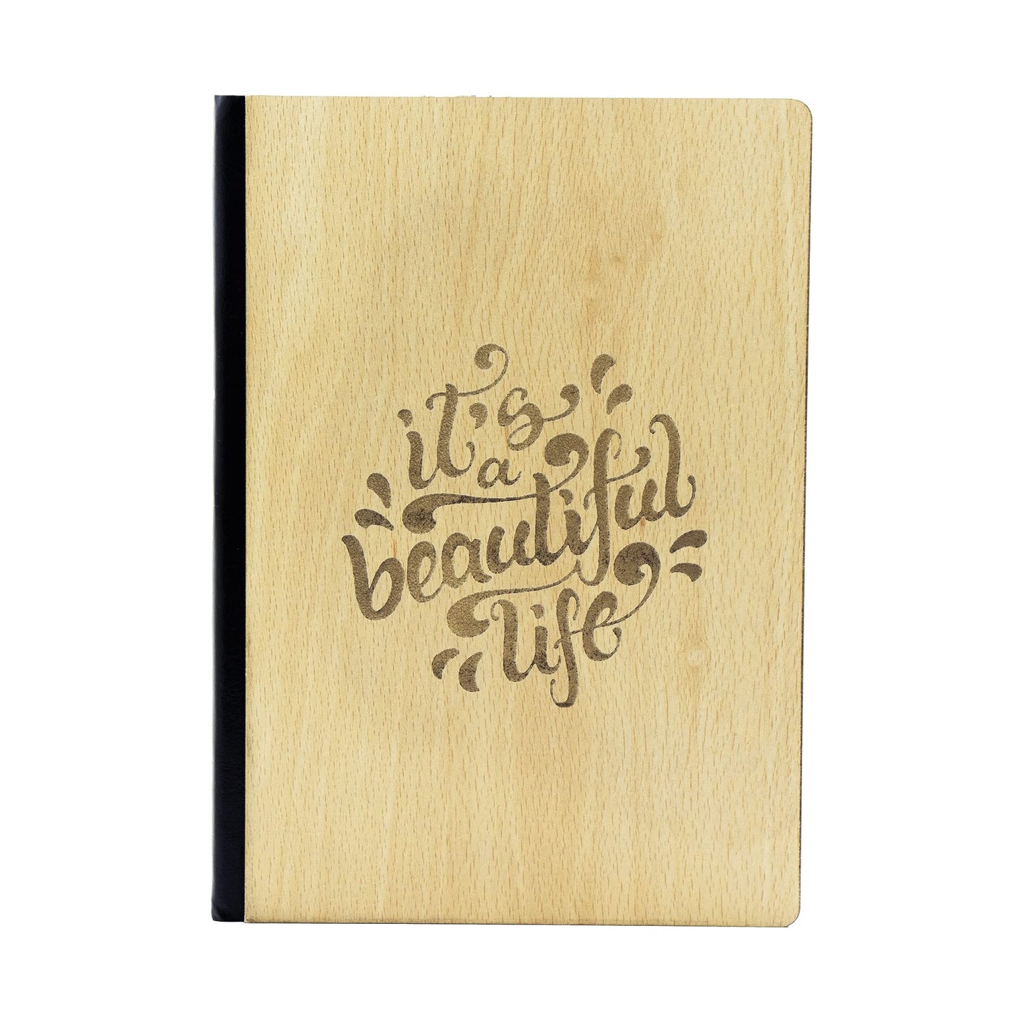Crownlit Notebook Diary with Motivational Quote, Wood Cover, Size A5