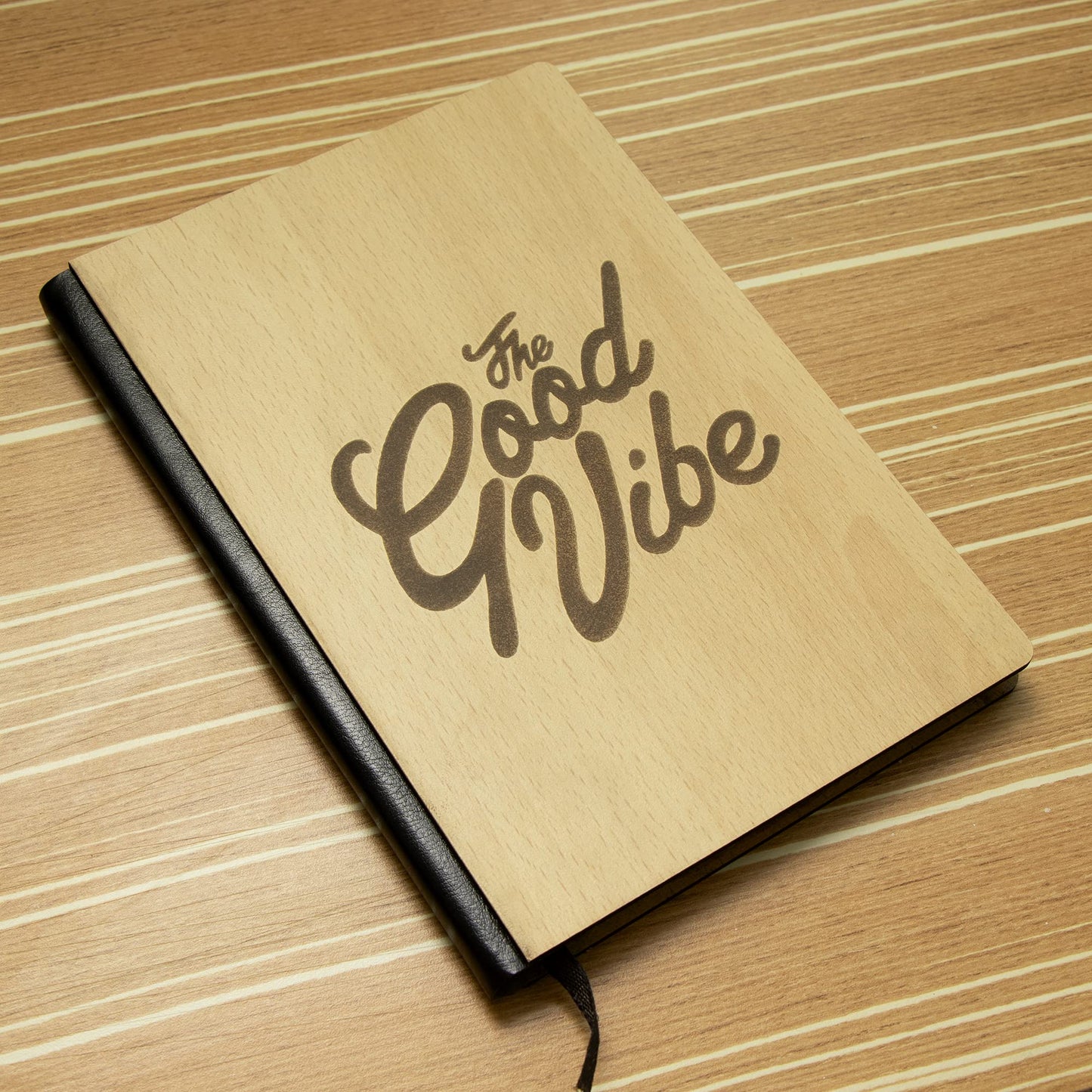 Crownlit Notebook Diary with Motivational Quote, Wood Cover, Size A5