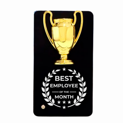Metal Trophy Plaque, Best Employee of the Month Award, 16 cm x 9 cm, Black and Gold
