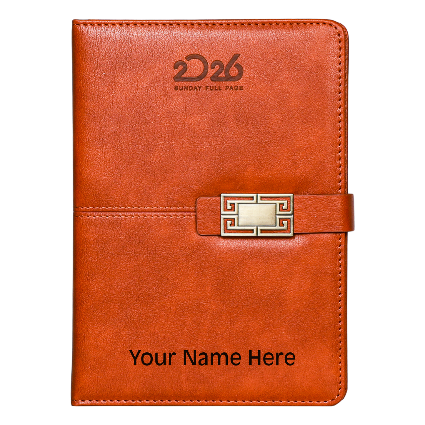 2026 Personalized Brown Leather Diary with Designer Magnetic Lock | Custom Name Engraved Executive Planner | Premium Corporate Gift Diary