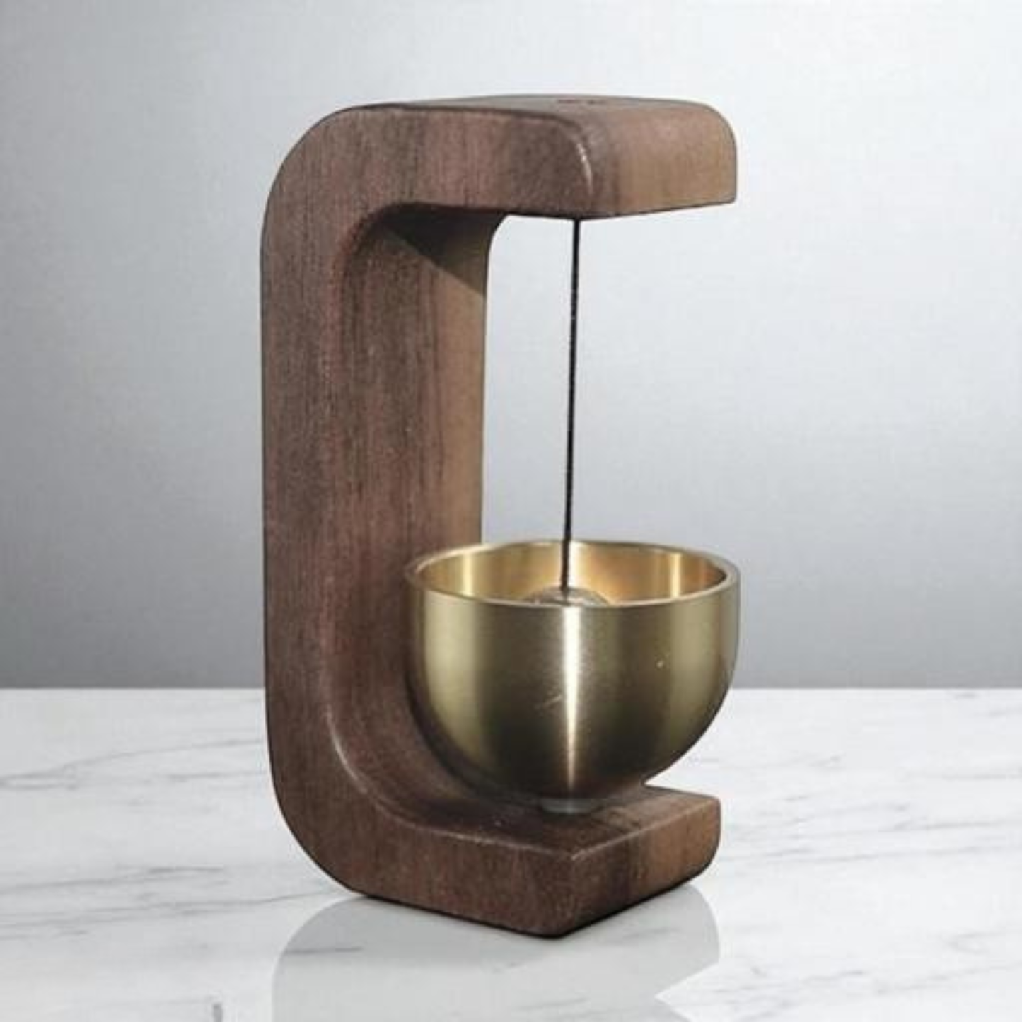 Minimalist Wooden Brass Desk Bell | Japanese Zen Door Bell for Home, Office & Meditation