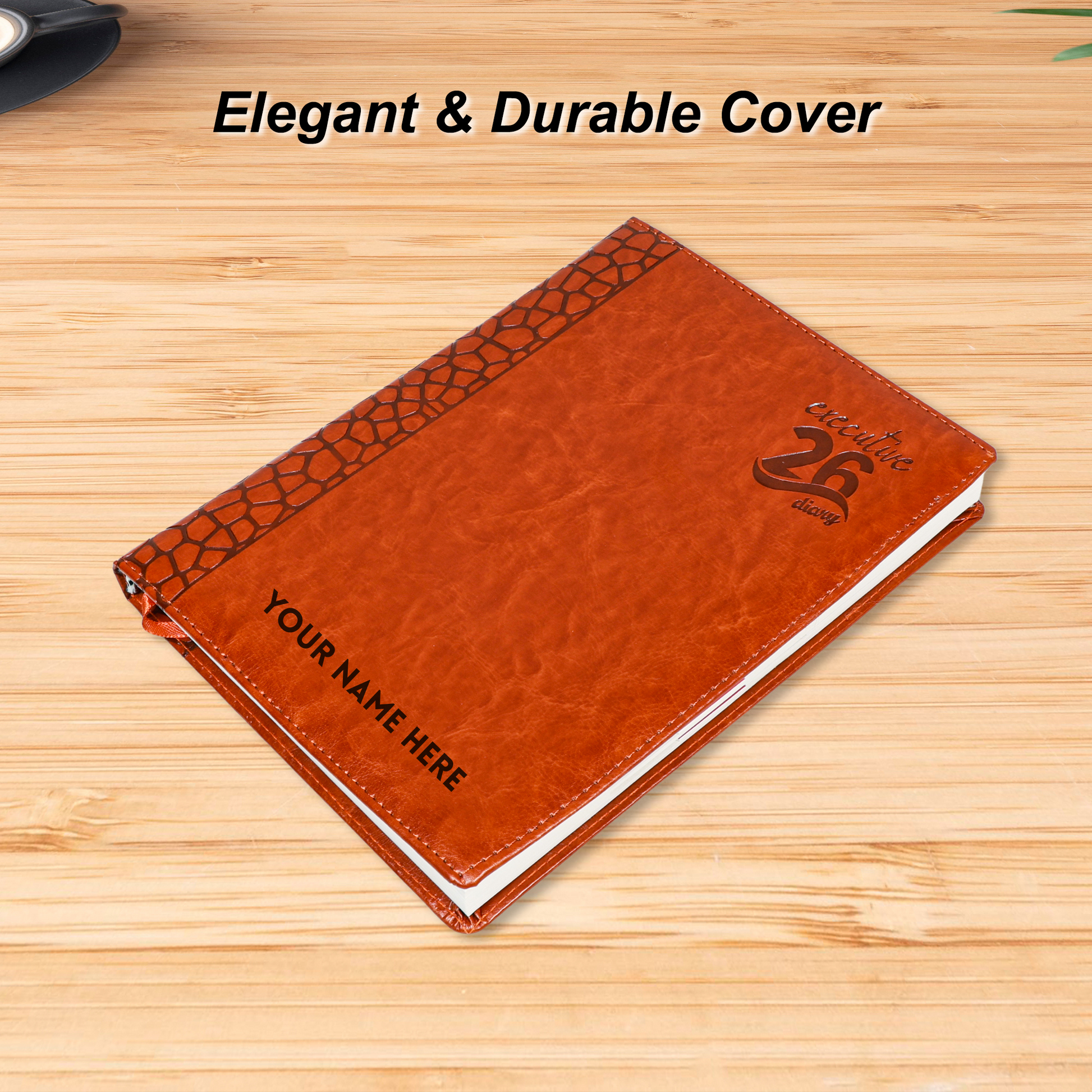 CrownLit 2026 Executive Diary, Leather-Textured Hardcover with Honeycomb Design, Multi-Functional Layout, B5.