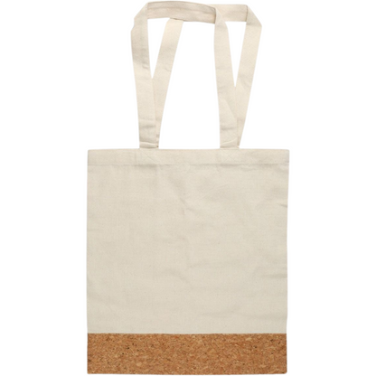 Cotton Canvas Tote Bag with Cork Base, Long Shoulder Straps, Natural Beige, Pack of 2