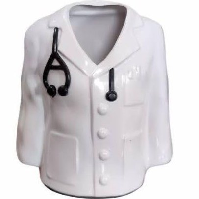 Doctor's Lab Coat Pen Stand, Personalized White ABS Plastic, 13 x 12 cm