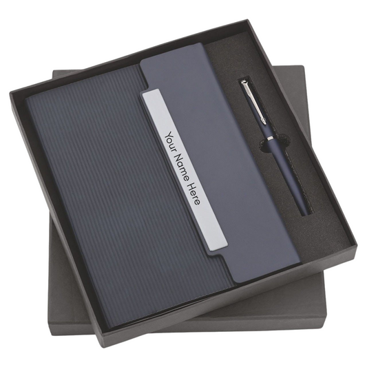 Personalised Business Combo, Magnetic Diary with Twistable Pen Set, Gift Set (Royal Blue)